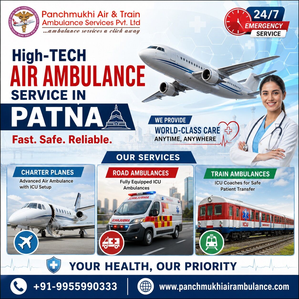 Mumbai, Health, Panchmukhi Air Ambulance In Patna- Rapid Emergency Response