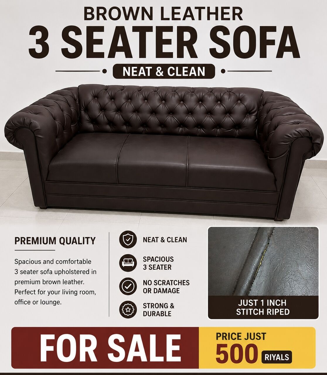Madinah, Furniture, SAR 300,  Leather Sofa And Tables For Sale