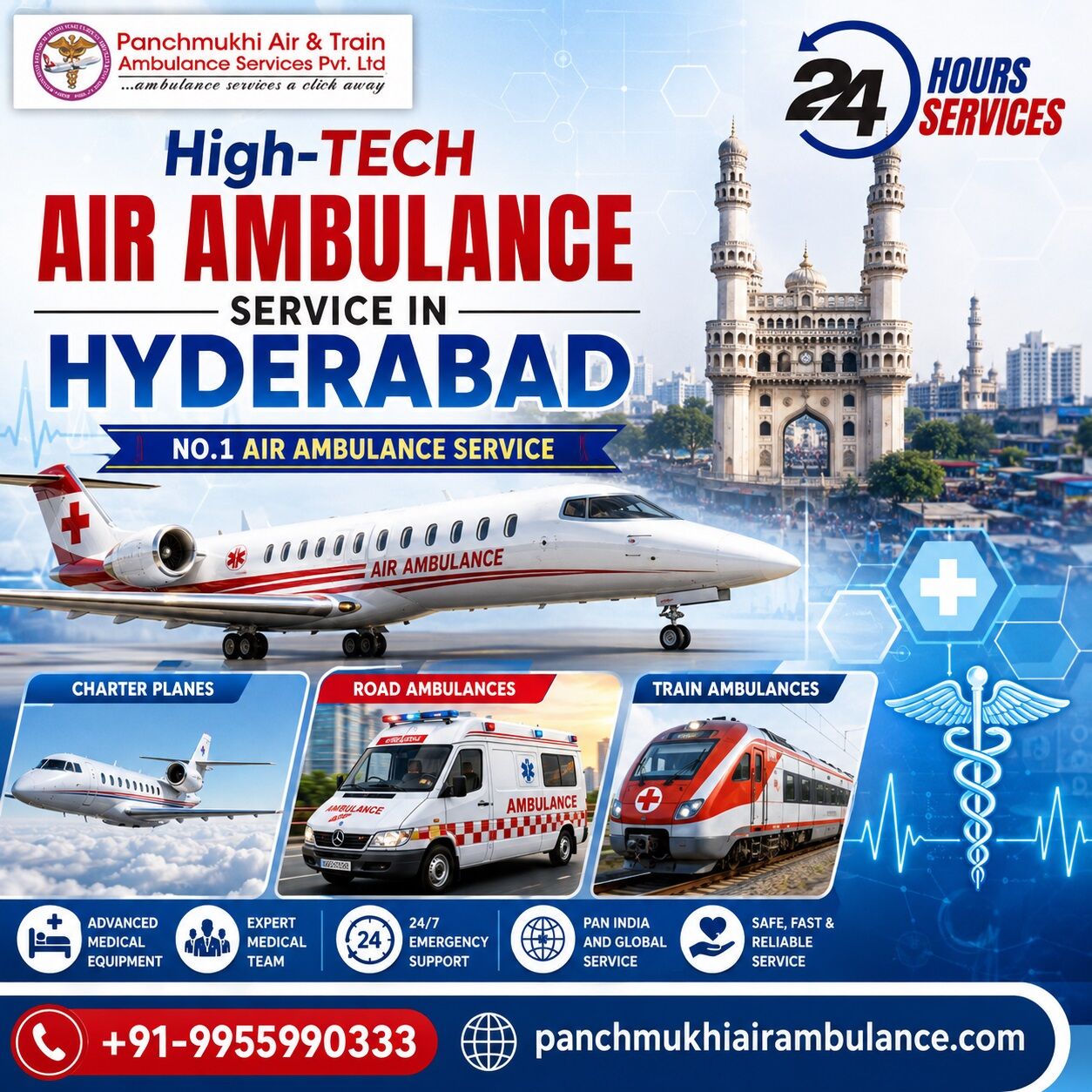 Hyderabad, Health, Panchmukhi Hi Tech Air Ambulance In Hyderabad- Advanced ICU Support