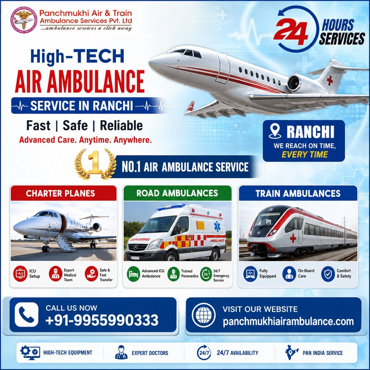 Ranchi, Health, Panchmukhi Low Cost Air Ambulance In Ranchi- Expert Medical Team