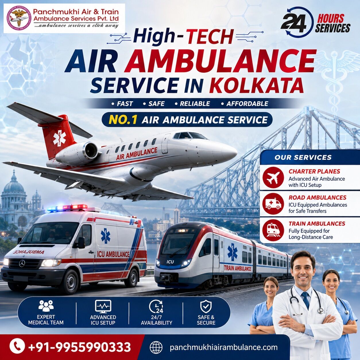 Kolkata, Health, Panchmukhi Emergency Air Ambulance From Kolkata- Rapid Medical Transfer Without Hassle