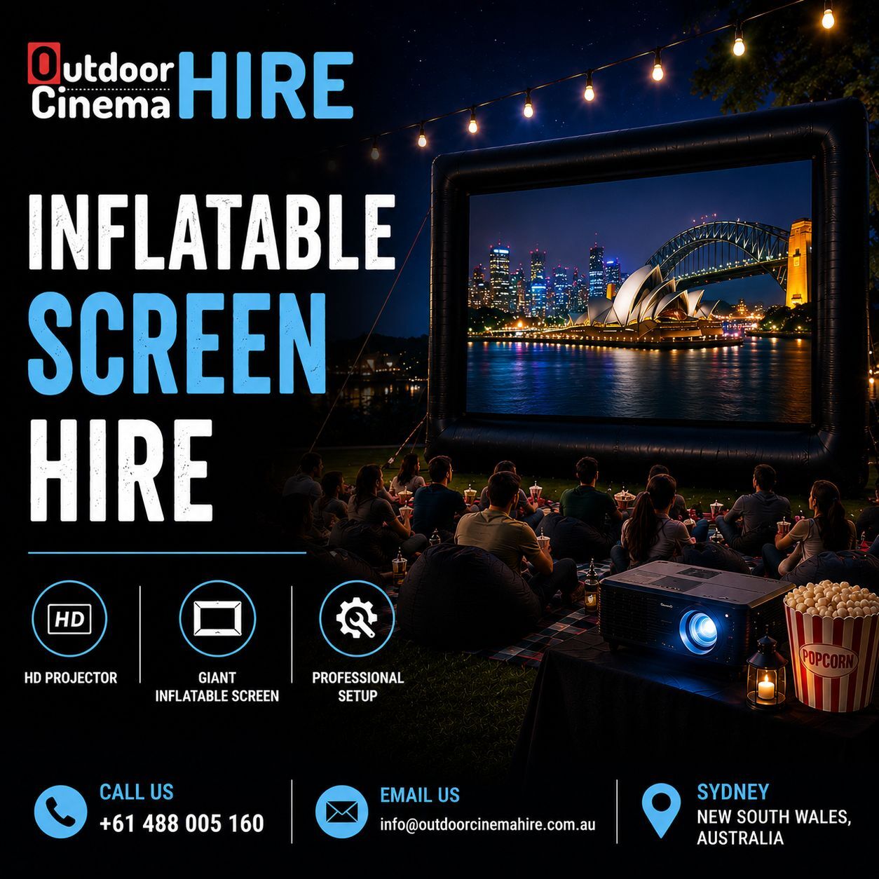 Sydney, Equipment Rental, Inflatable Screen Hire For Outdoor Movie Nights And Events