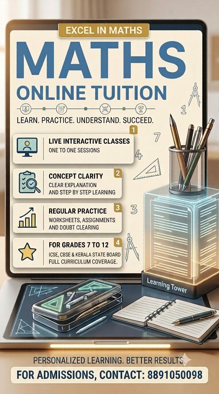 Kerala, Lessons Offered, MATHS ONLINE TUITION - Class 7-12 (ICSE, CBSE And Kerala Board)