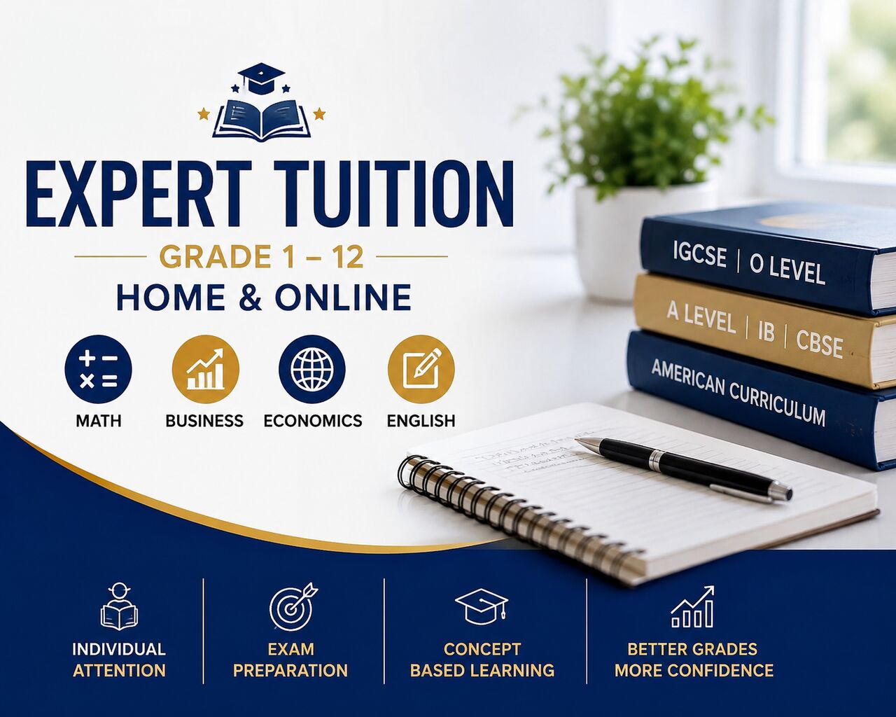 Al Aziziyah, Lessons Offered, Math, Business & Economics Expert | IGCSE &bull; O/A Level &bull; American &bull; IB &bull; CBSE