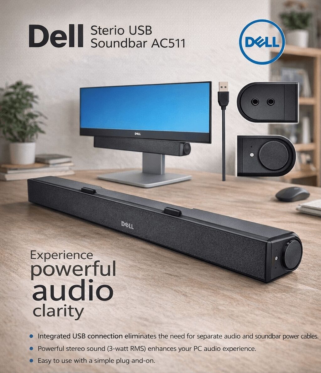 Manama, Computers, BHD 9,  Dell AC511 USB Soundbar Designed To Attach Directly To Compatible Monitors
