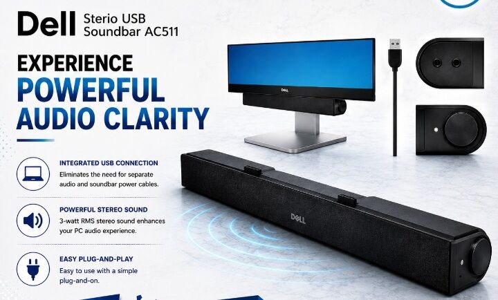 Manama, Computers, BHD 9,  Dell AC511 USB Soundbar Designed To Attach Directly To Compatible Monitors