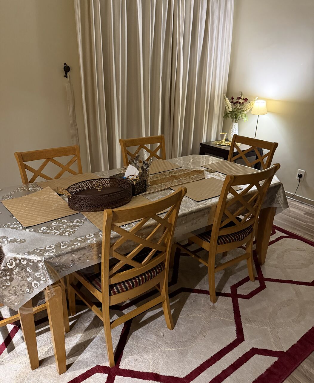 Khobar, Household Items, SAR 1600,  Dining Room Furniture Set For Sale❗️❗️Elegant Wooden Dining Set + Matching Display Cabinet
