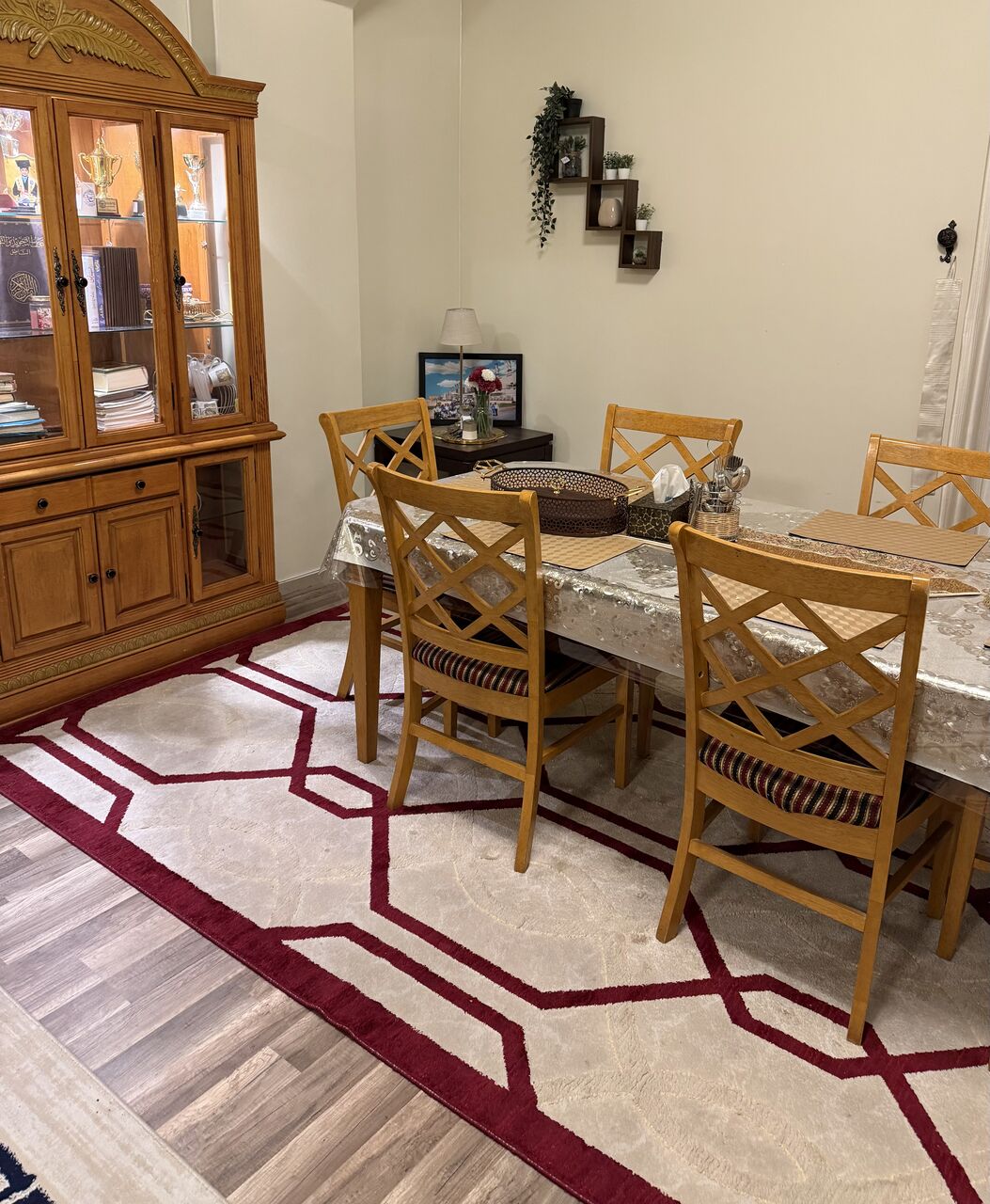 Khobar, Household Items, SAR 1600,  Dining Room Furniture Set For Sale❗️❗️Elegant Wooden Dining Set + Matching Display Cabinet