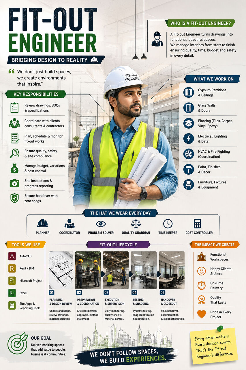 Riyadh, Job Seekers, Fit-Out & Finishing Engineer | Project Execution | Estimation & Procurement | QA/QC