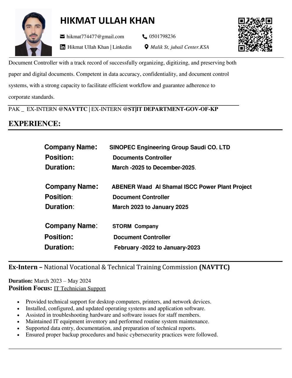 Jubail, Job Seekers, Documents Controller