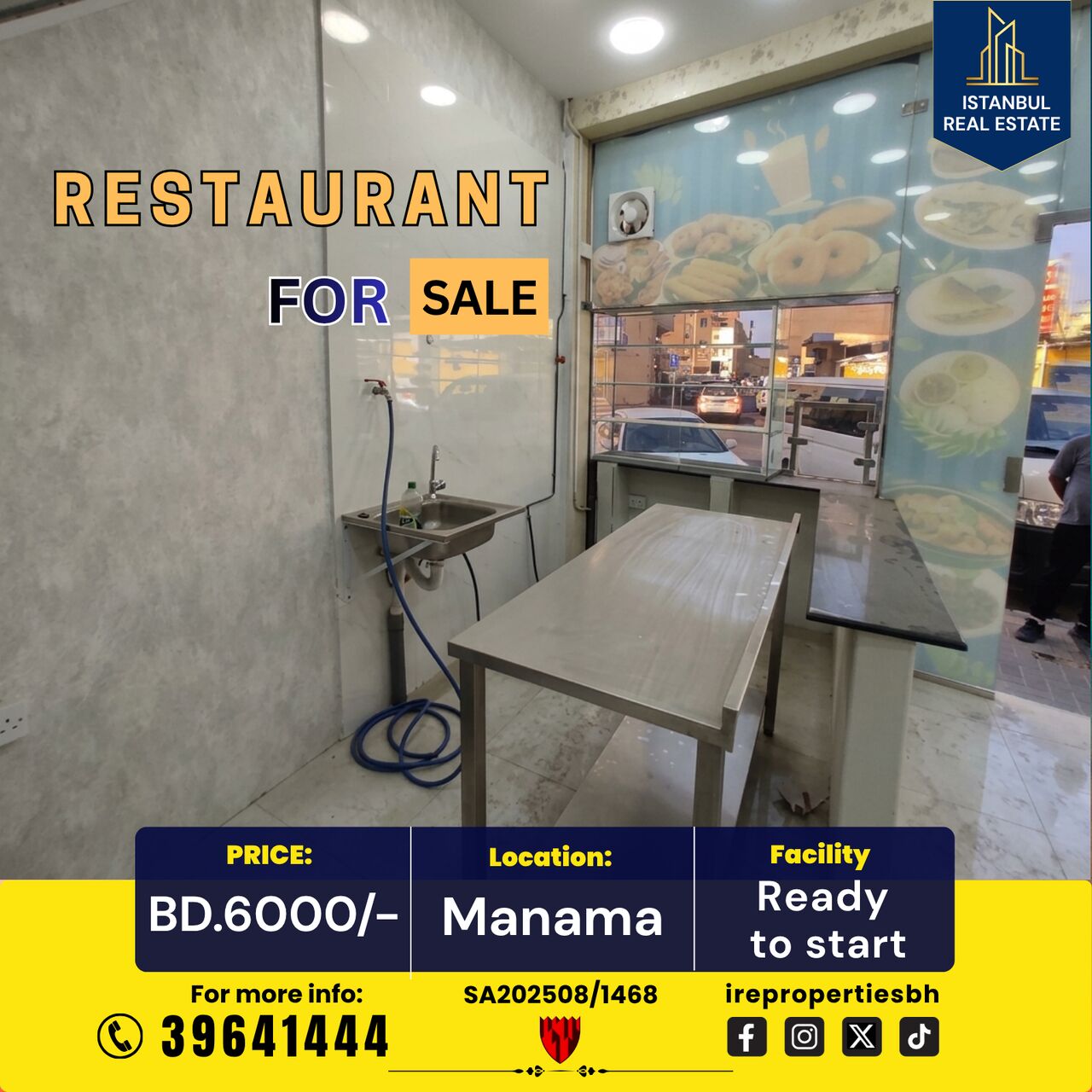Manama, Shops, BHD 6000,  75 Sq. Meter,  Brand New Restaurant For Sale In Manama &ndash; BD 6000/-
