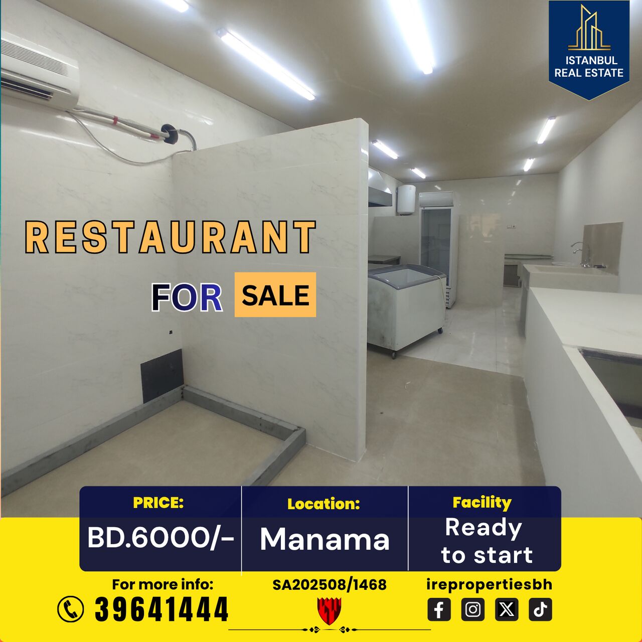 Manama, Shops, BHD 6000,  75 Sq. Meter,  Brand New Restaurant For Sale In Manama &ndash; BD 6000/-