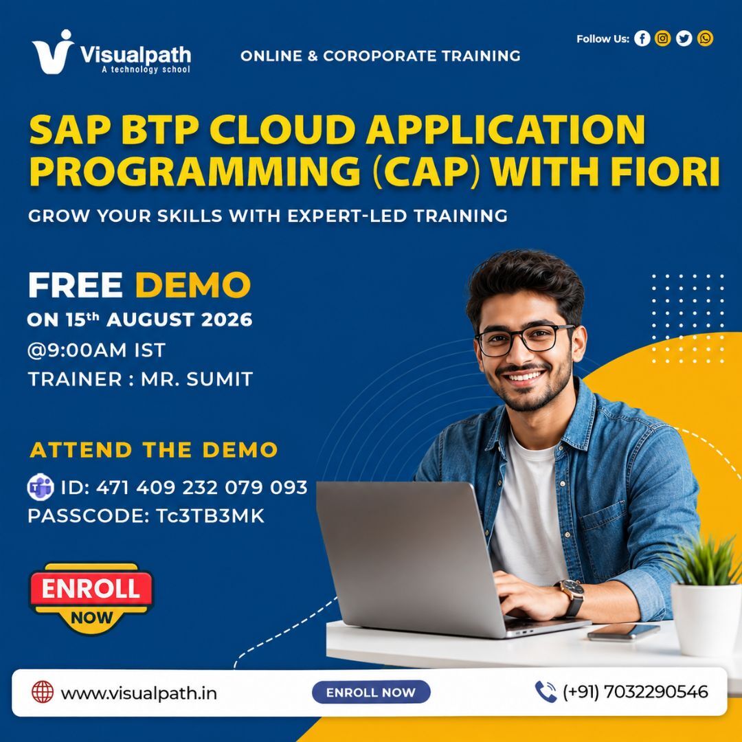 Hyderabad, Education, SAP BTP CAP Free Demo With Real-Time Project Training