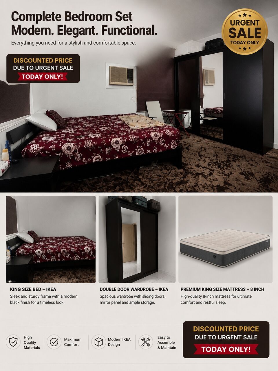 Olaya, Furniture, SAR 1100,  Urgent Bedroom Furniture Sale