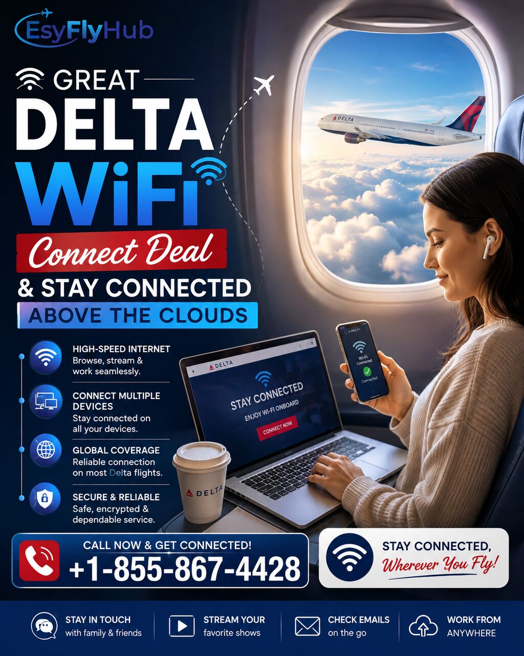 New York, Travel, Great Delta WiFi Connect Deal & Stay Connected Above The Clouds