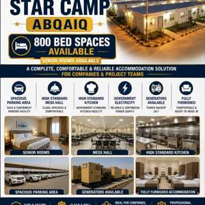 SAR 15/day, Furnished, Labor Rooms Avaliable 800 Bed Space