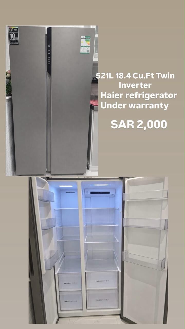 Sulaymania, Electronics, SAR 2000,  Haier 521L Twin Inverter Refrigerator – Under Warranty | ثلاجة هاير 521 لتر توين إنفرتر –