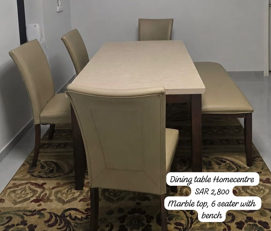Sulaymania, Furniture, SAR 2800,  Home Centre Marble Top Dining Table For Sale – Excellent Condition | طاولة طعام بسطح رخامي