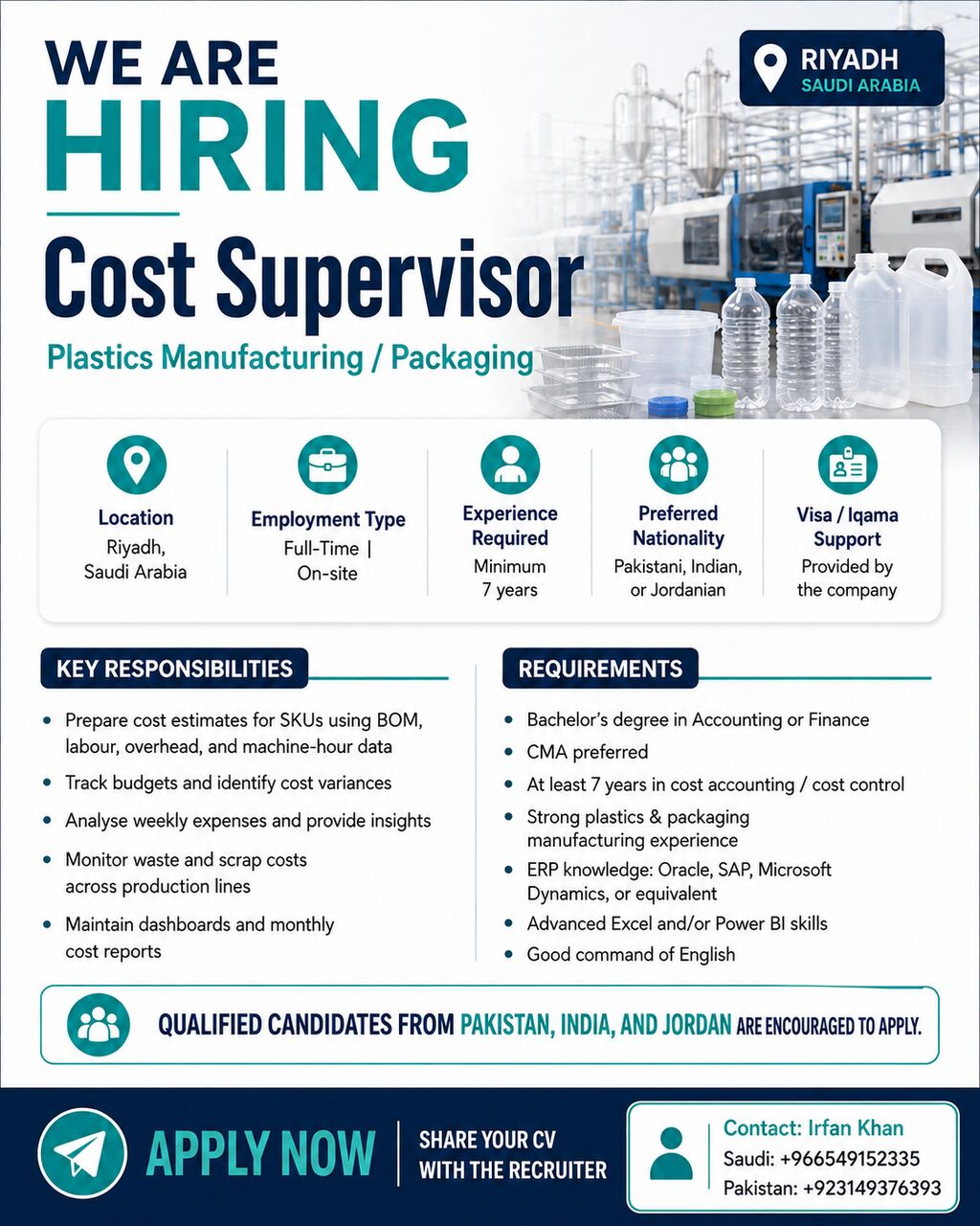 Riyadh, Jobs, Cost Controller