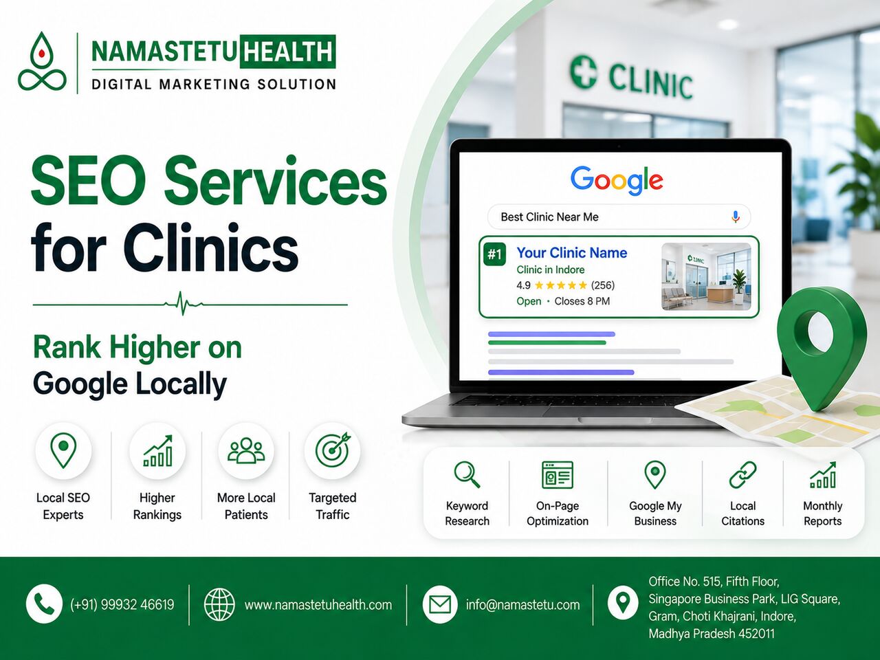 Indore, Marketing, SEO Services For Clinics | Rank Higher On Google Locally
