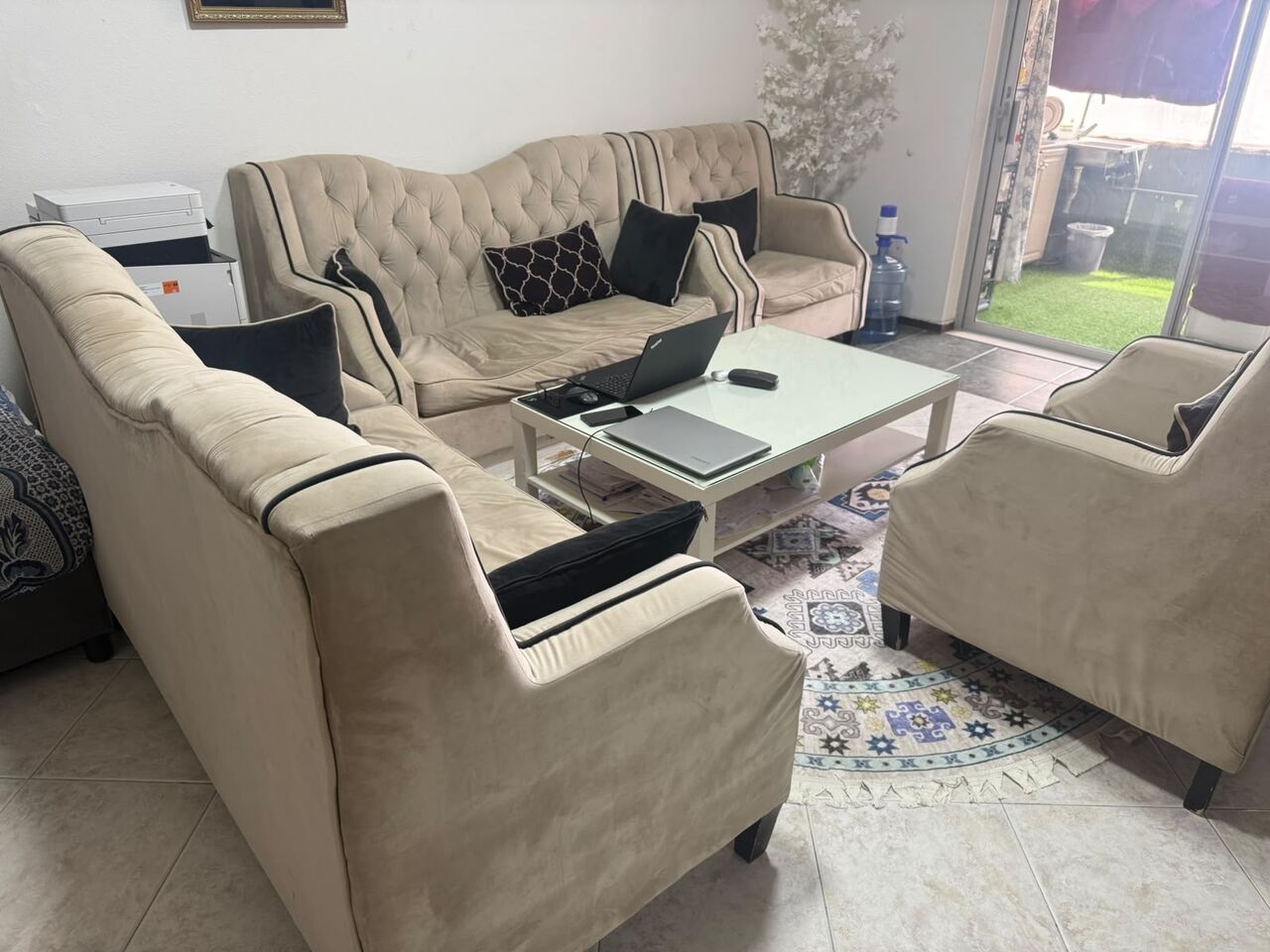 Dammam, Furniture, SAR 650,  URGENT SALE – 8-Seater Sofa + IKEA Center Table 🔥