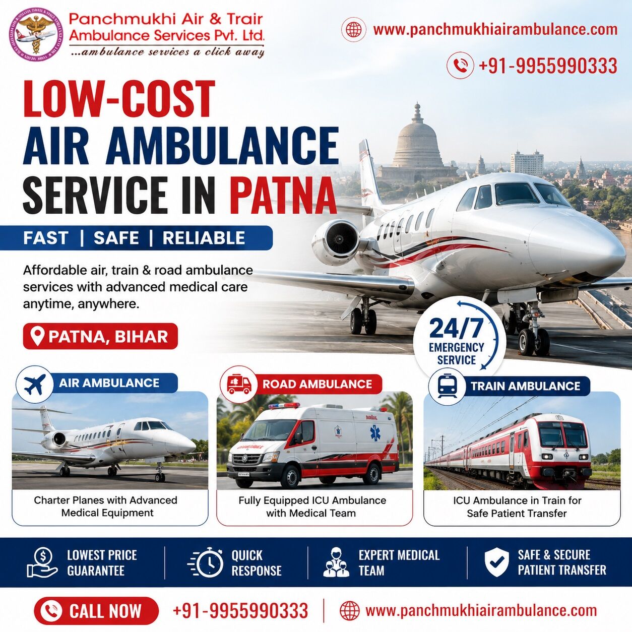 Mumbai, Health, Panchmukhi ICU Air Ambulance In Patna- Nationwide Medical Reach