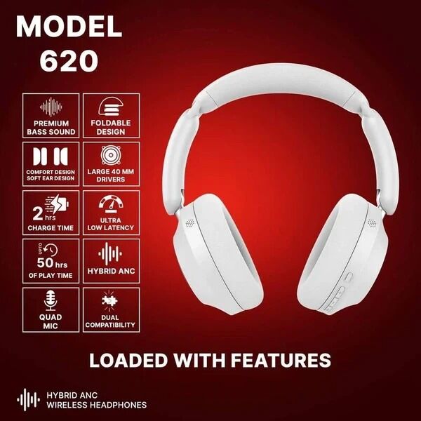 New Delhi, Electronics, 3499,  Kyptec LifeStyle&reg; 620 Hybrid ANC Bluetooth Headphones With Quad Mic And 50H Battery