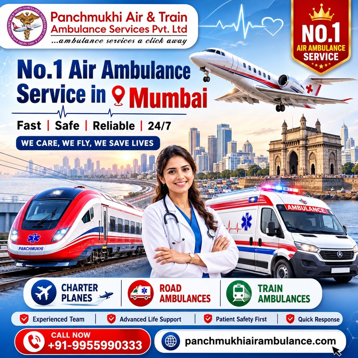 Mumbai, Health, Panchmukhi ICU Air Ambulance In Mumbai- Fast Intercity Transfer Without Complications