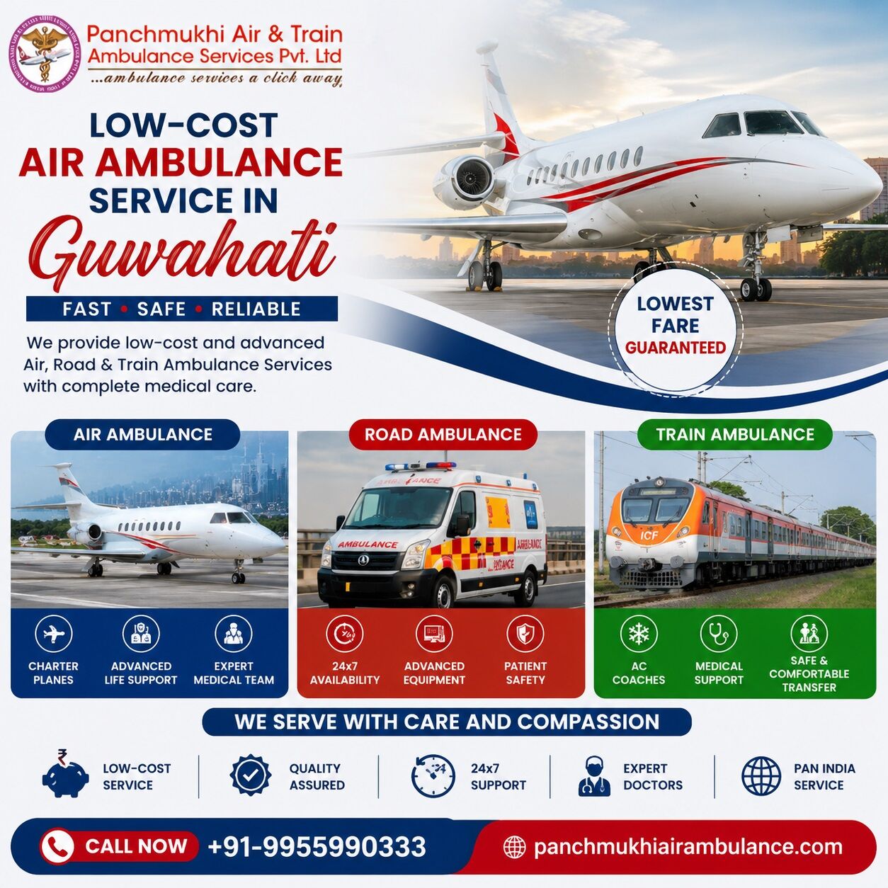 Mumbai, Health, Panchmukhi Emergency Air Ambulance In Guwahati - Compassionate Patient Care Onboard
