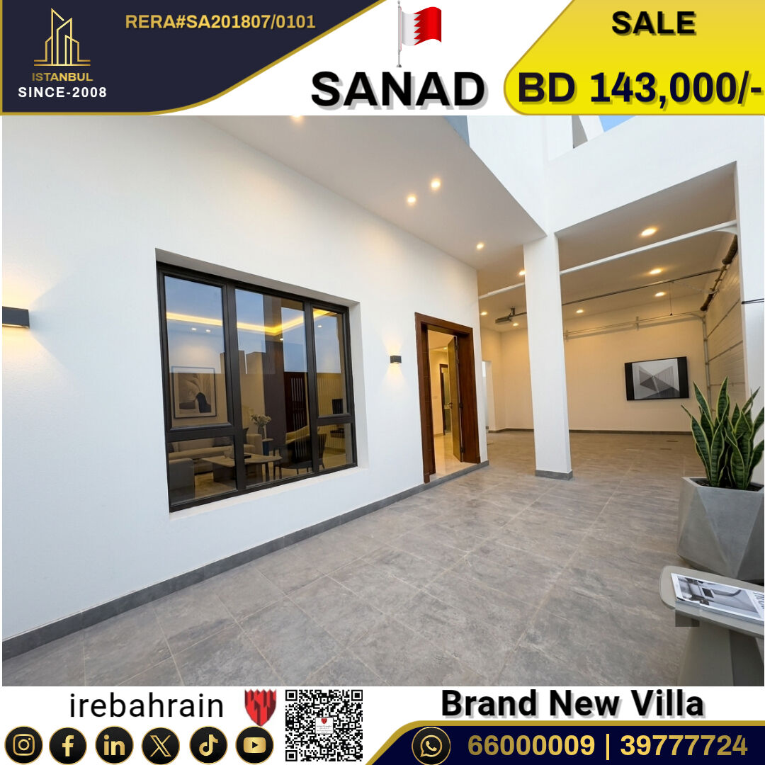 Sanad, Real Estate For Sale, BHD 143000,  4 BR,  Brand New Villa For Sale In Sanad