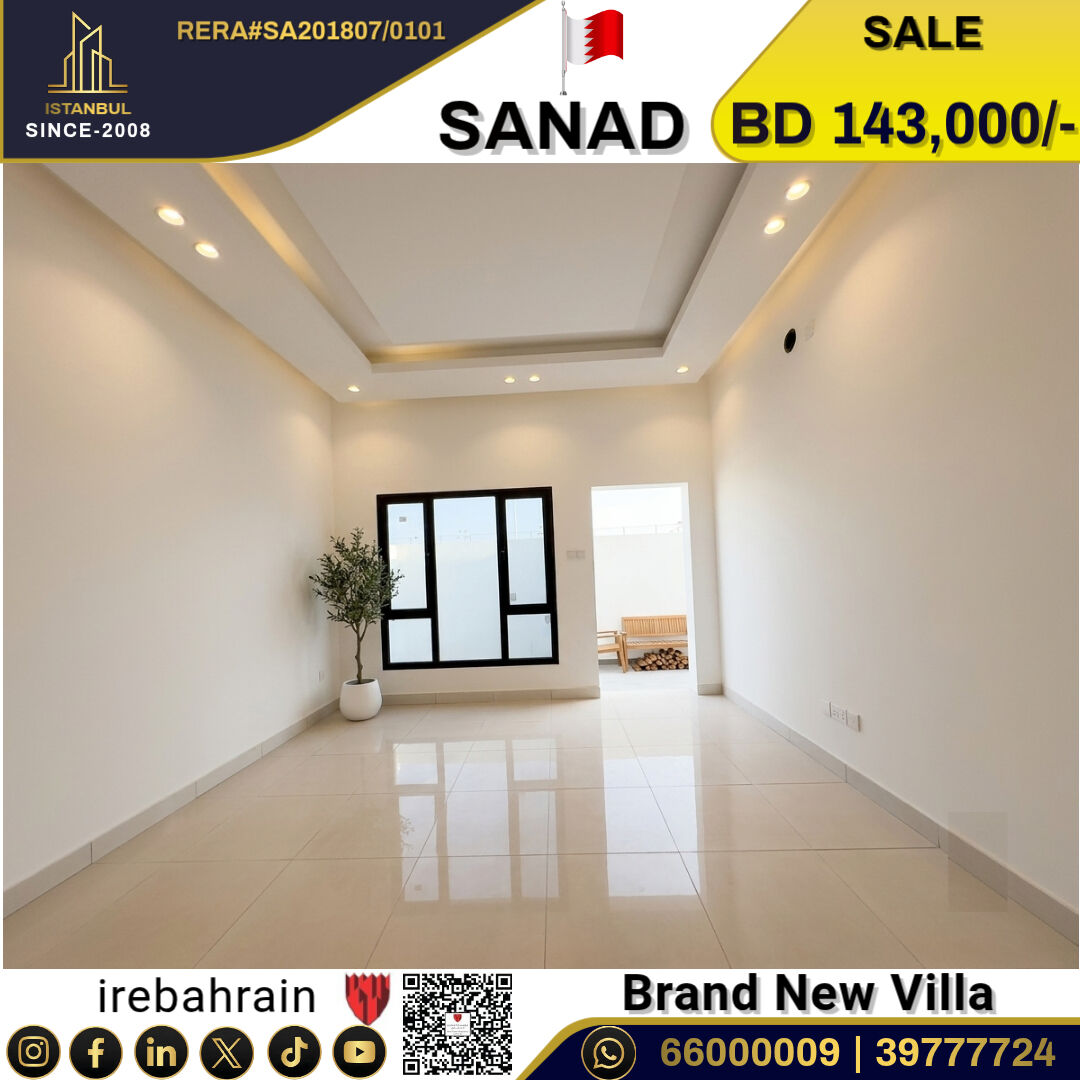 Sanad, Real Estate For Sale, BHD 143000,  4 BR,  Brand New Villa For Sale In Sanad