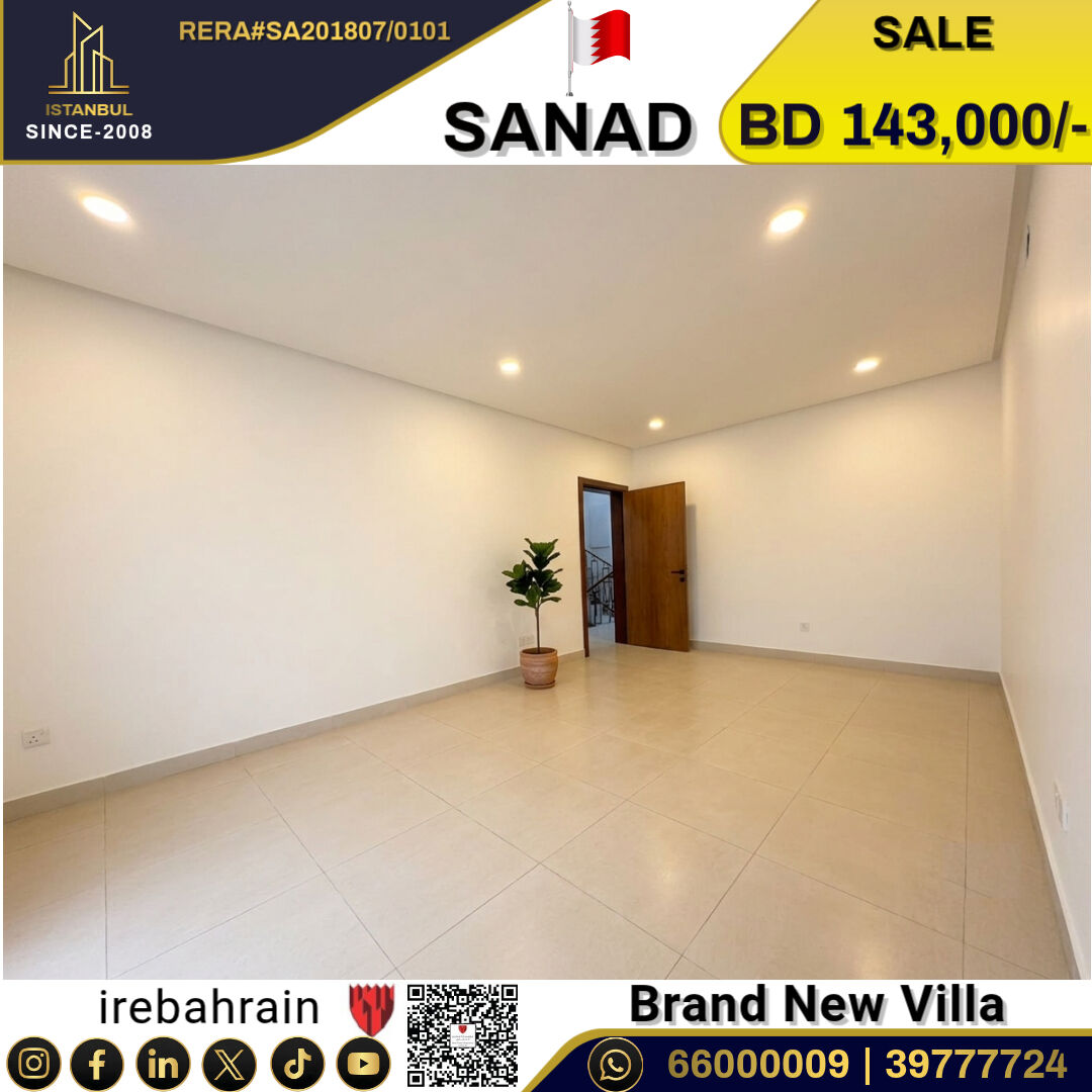Sanad, Real Estate For Sale, BHD 143000,  4 BR,  Brand New Villa For Sale In Sanad