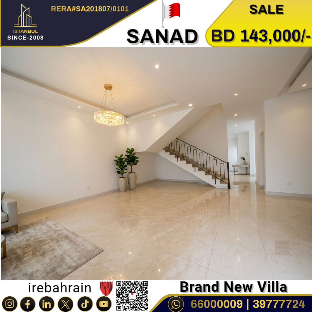 Sanad, Real Estate For Sale, BHD 143000,  4 BR,  Brand New Villa For Sale In Sanad