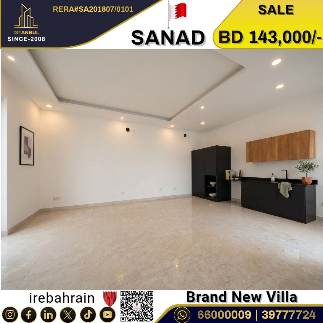 Sanad, Real Estate For Sale, BHD 143000,  4 BR,  Brand New Villa For Sale In Sanad