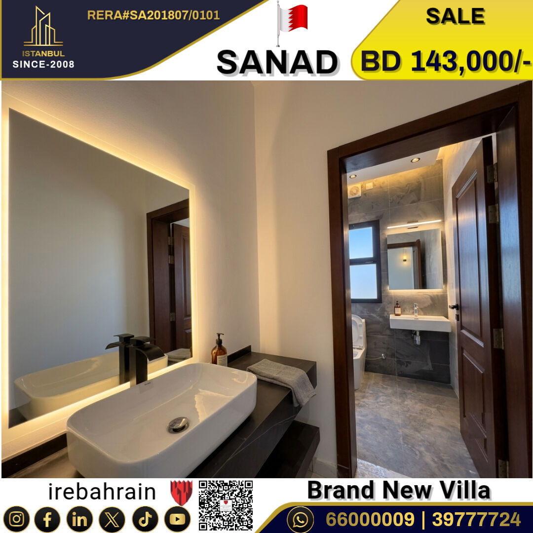 Sanad, Real Estate For Sale, BHD 143000,  4 BR,  Brand New Villa For Sale In Sanad