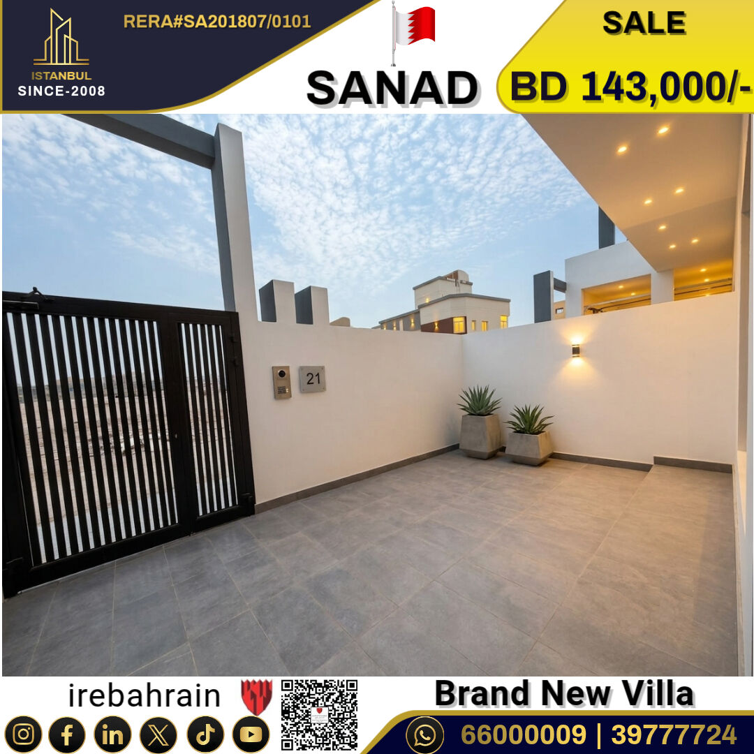 Sanad, Real Estate For Sale, BHD 143000,  4 BR,  Brand New Villa For Sale In Sanad