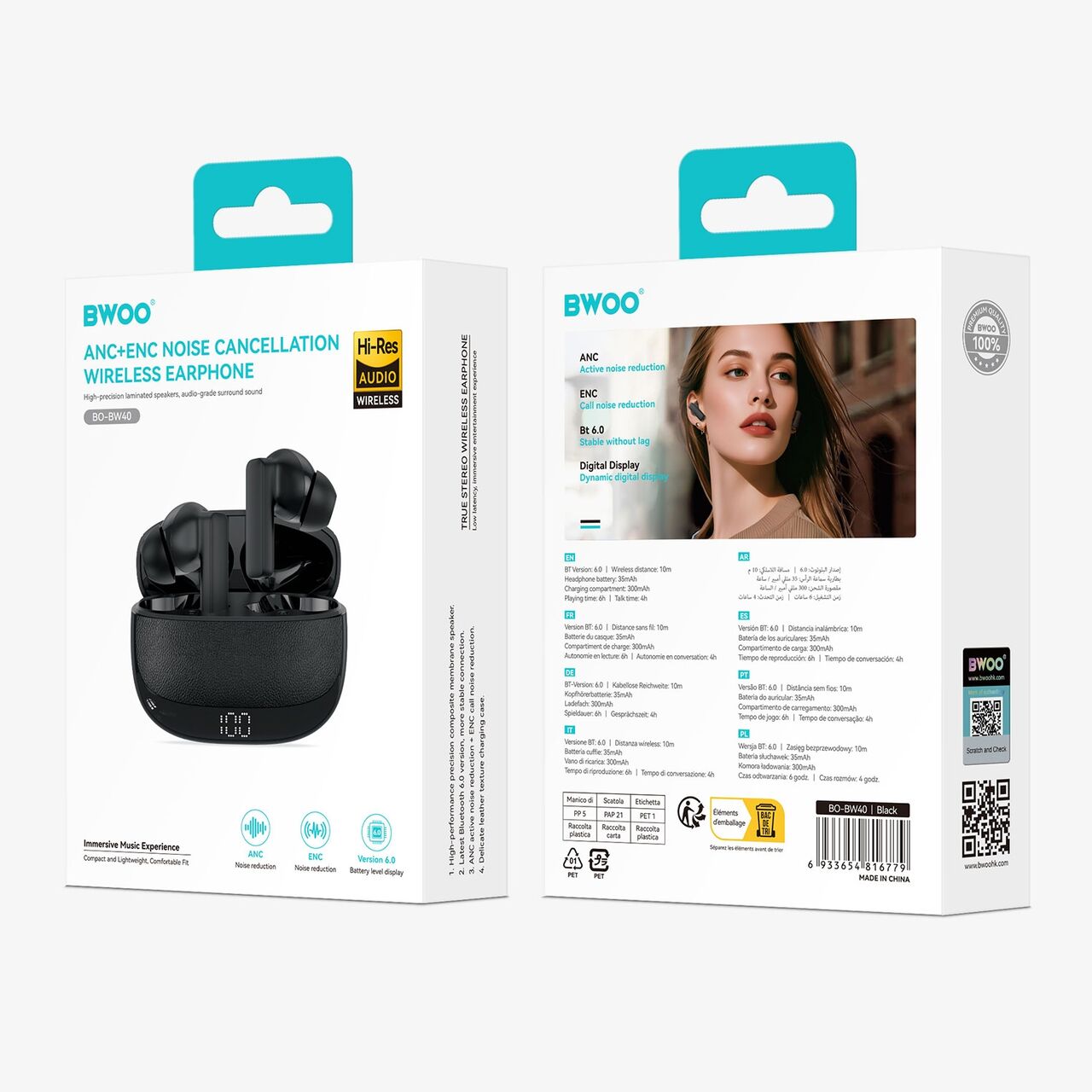 Manama, Electronics, BHD 12,  BWOO BW40 TWS Earbuds, Featuring Active And Environmental Noise Cancellation