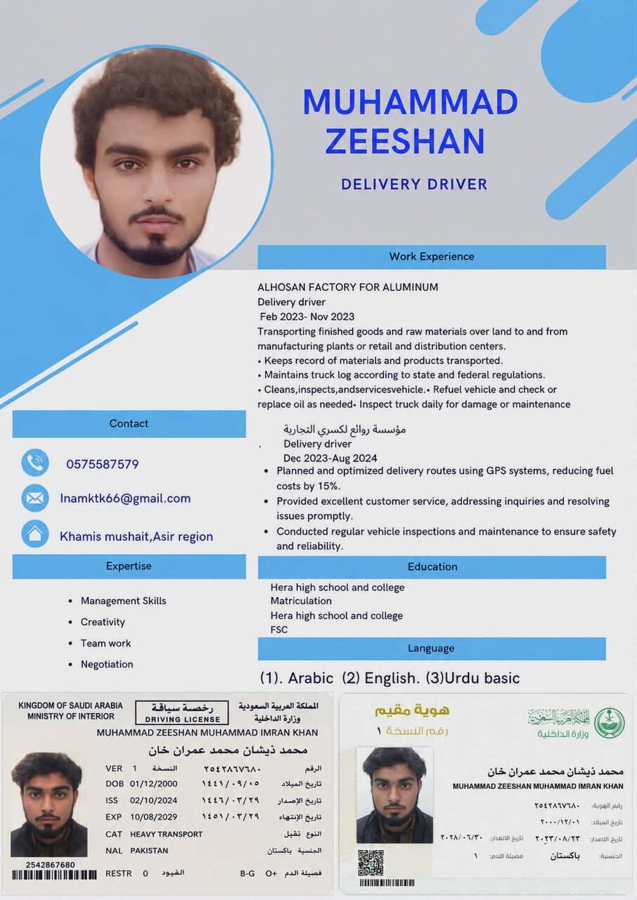 Abha, Job Seekers, I Am Looking For A Driving Job
