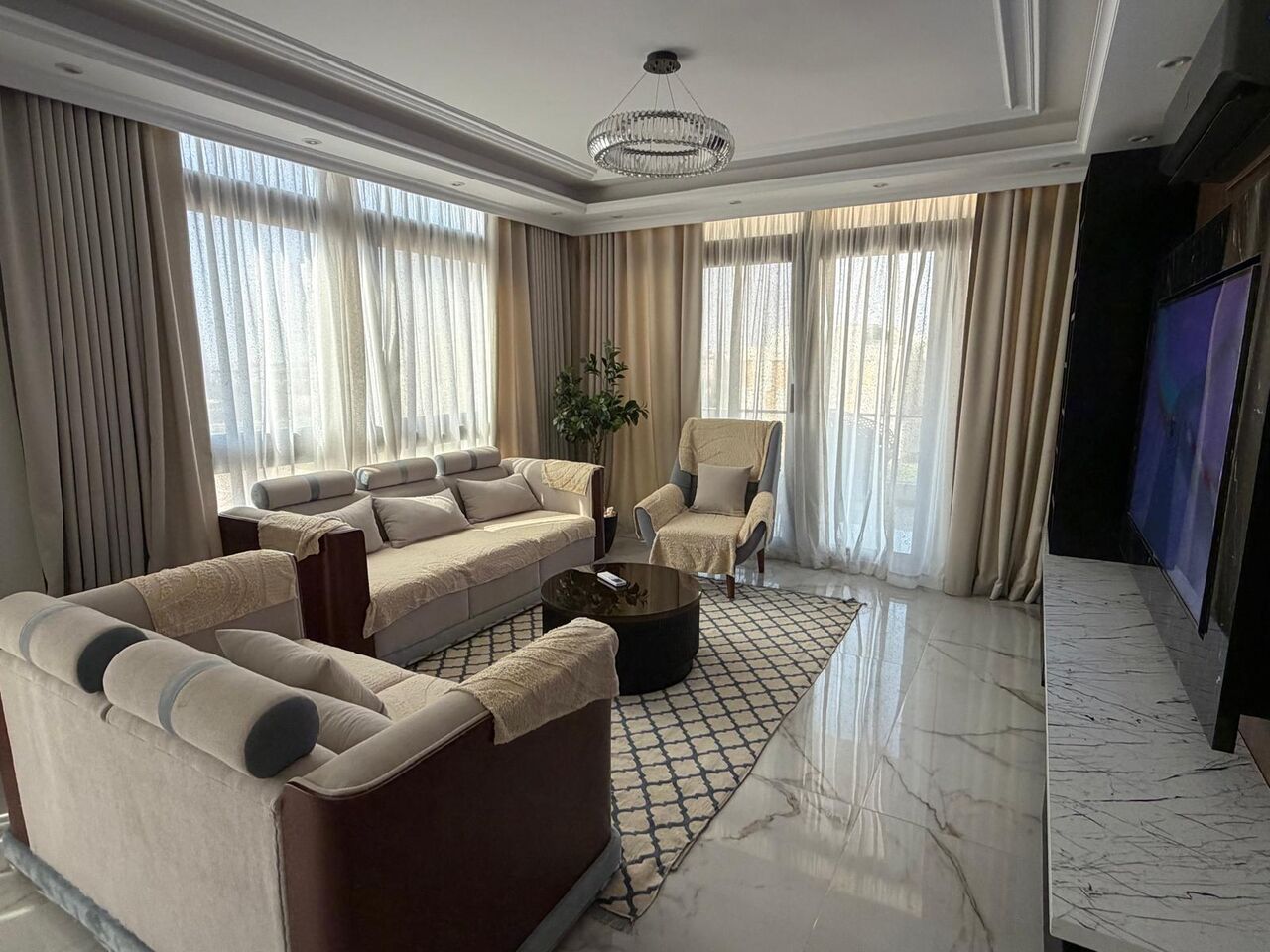 NEW Cairo, Apartments, Flats, Houses & Villas, EGP 75000/month,  Furnished,  3 BR,  177 Sq. Meter,  Azad Compound, Next To The American University (AUC)