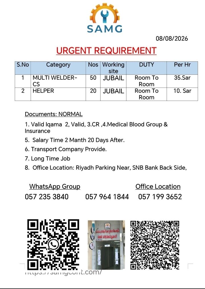 Jubail, Jobs, Helper And CS Multi Welder