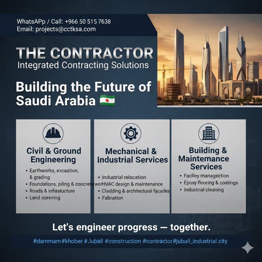 Jubail, Interior Design, THE CONTRACTOR Integrated Contracting Solutions Civil-Mechanical And Electrical Projects.;