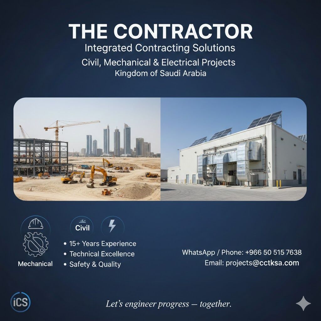 Jubail, Construction, THE CONTRACTOR Integrated Contracting Solutions Civil Mechanical And Electrical Projects.!