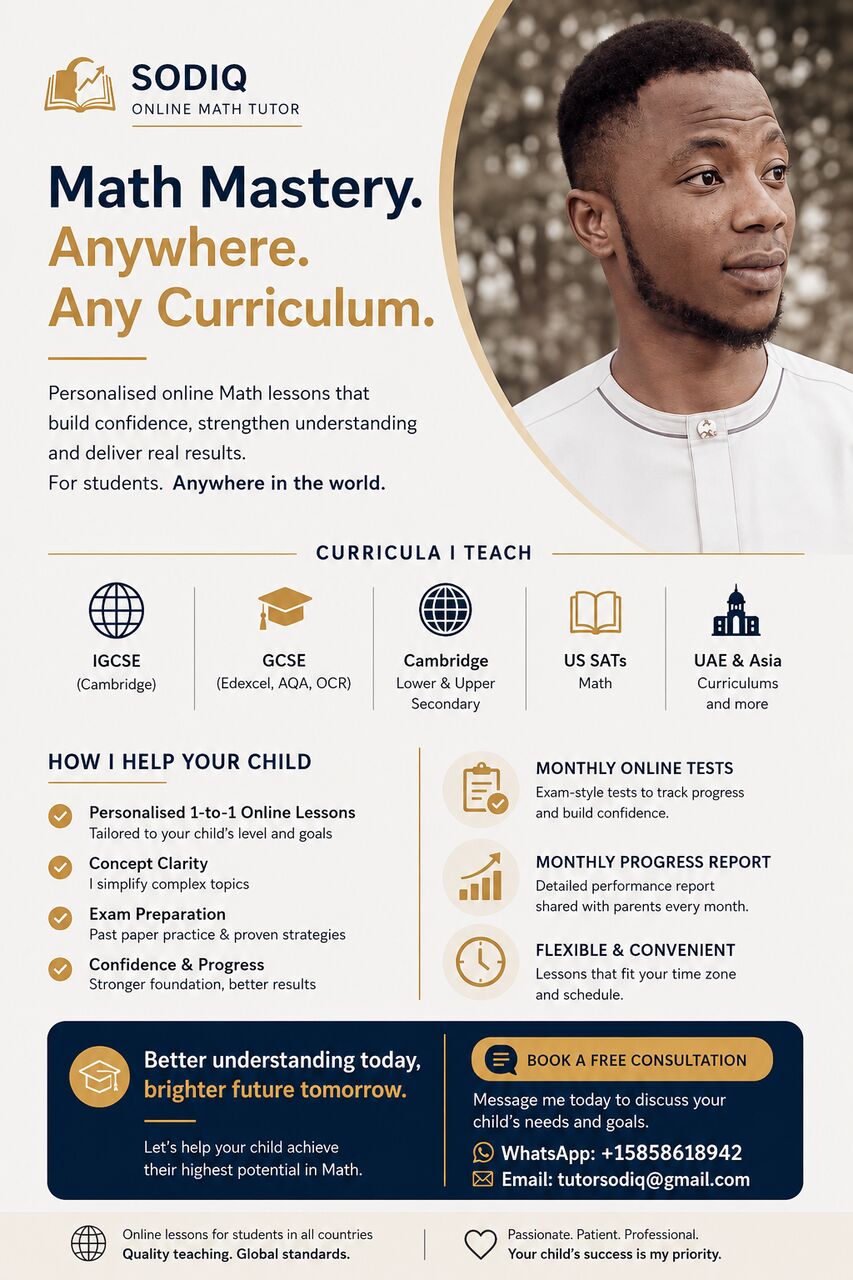 Doha, Job Seekers, Online Math Tutor For GCSE, IGCSE, SAT & Gulf Curricula | Free Consultation