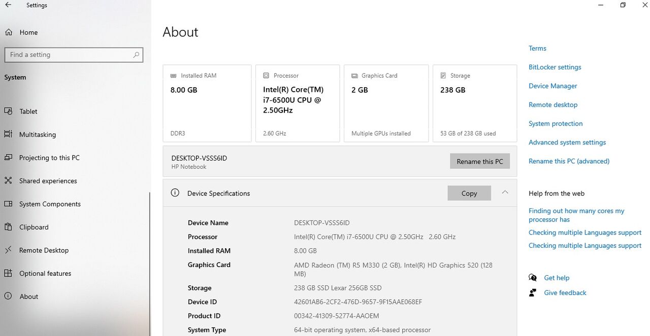 Al Wizarat, Computers, SAR 800,  HP Laptop Core I7 6th Gen | 8GB RAM | 256GB SSD I Excellent Condition