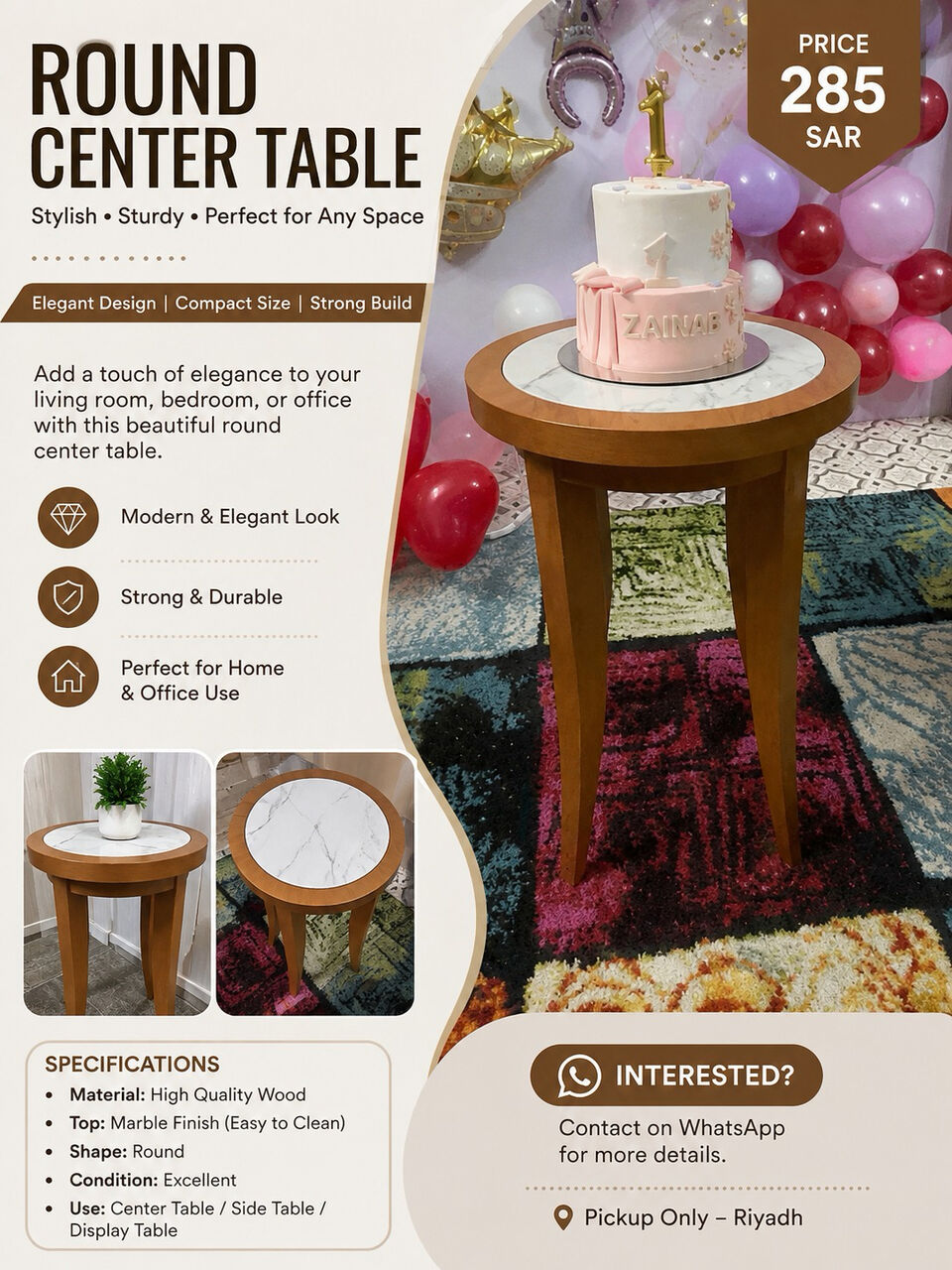 Al Wizarat, Tablet Computers, SAR 285,  Round Centre Table