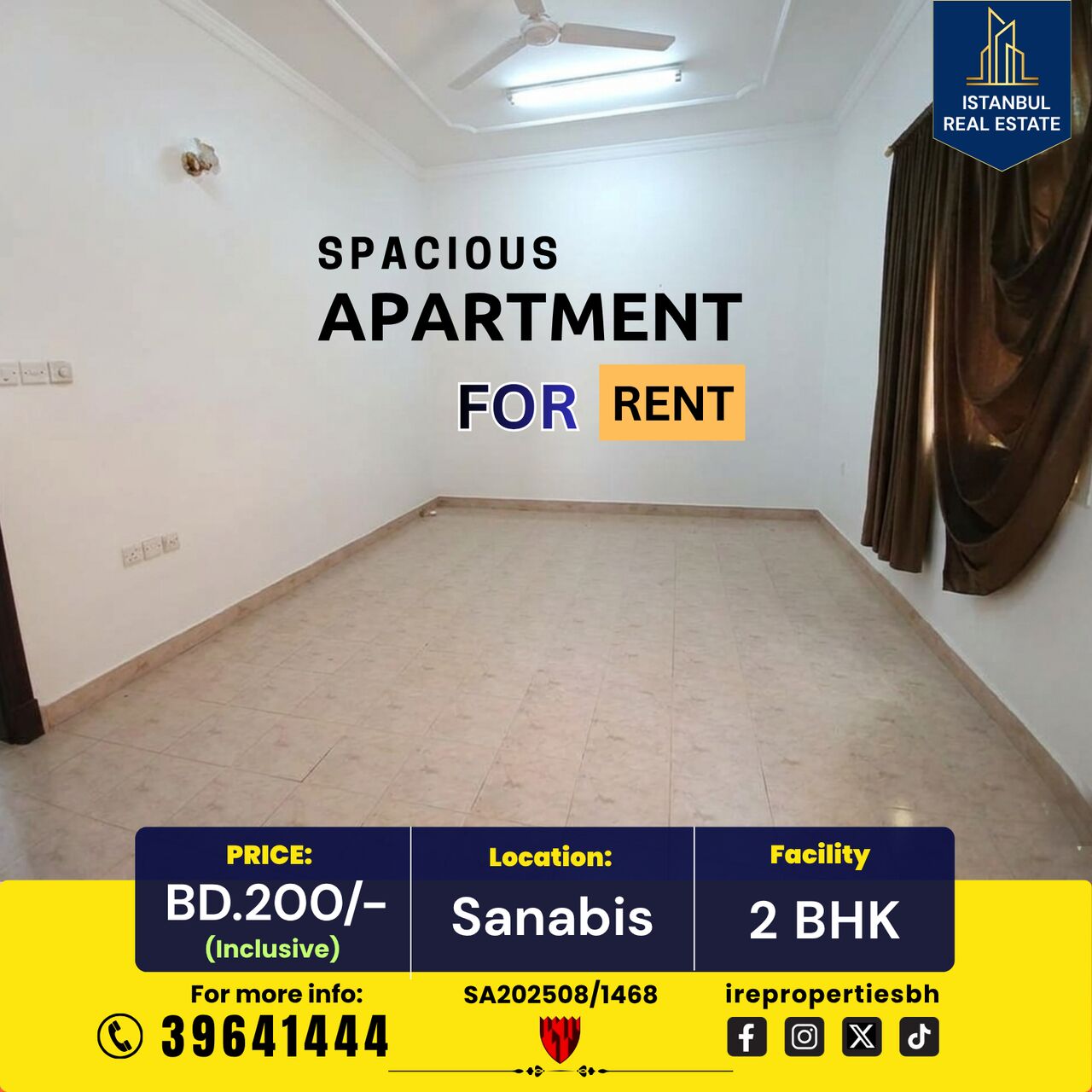 Sanabis, Apartments, Flats, Houses & Villas, BHD 200/month,  2 BR,  115 Sq. Meter,  2 BHK Spacious Apartment For Rent In Sanabis BD.200/- Inclusive