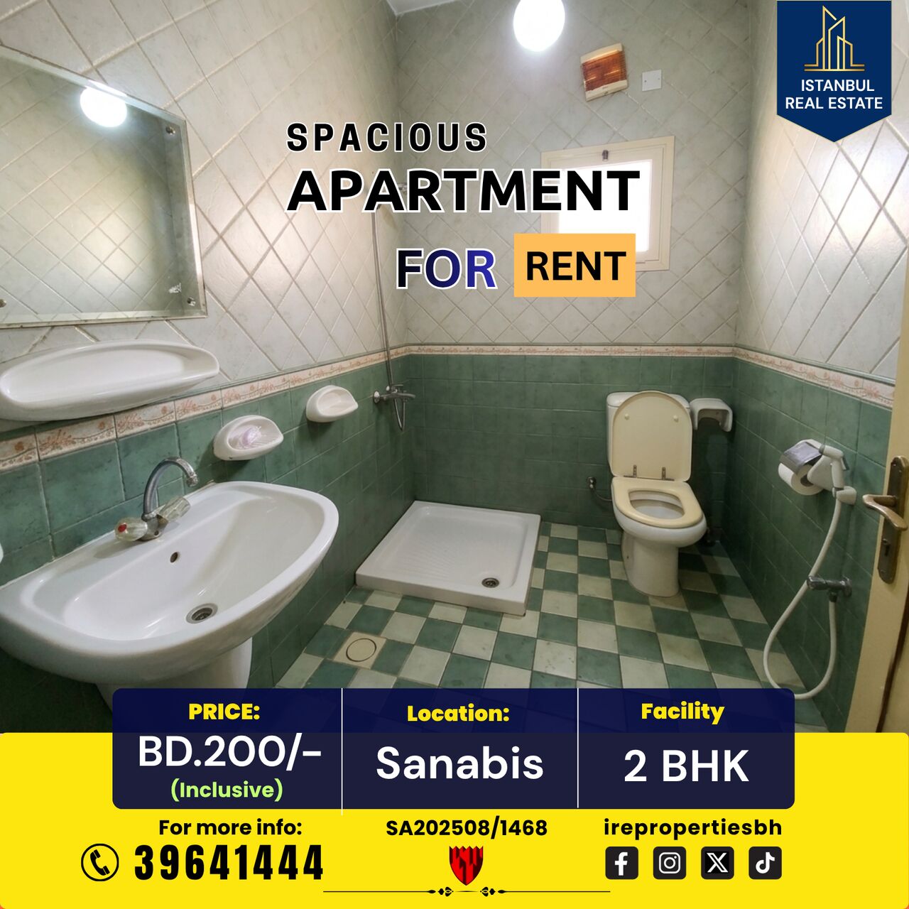Sanabis, Apartments, Flats, Houses & Villas, BHD 200/month,  2 BR,  115 Sq. Meter,  2 BHK Spacious Apartment For Rent In Sanabis BD.200/- Inclusive