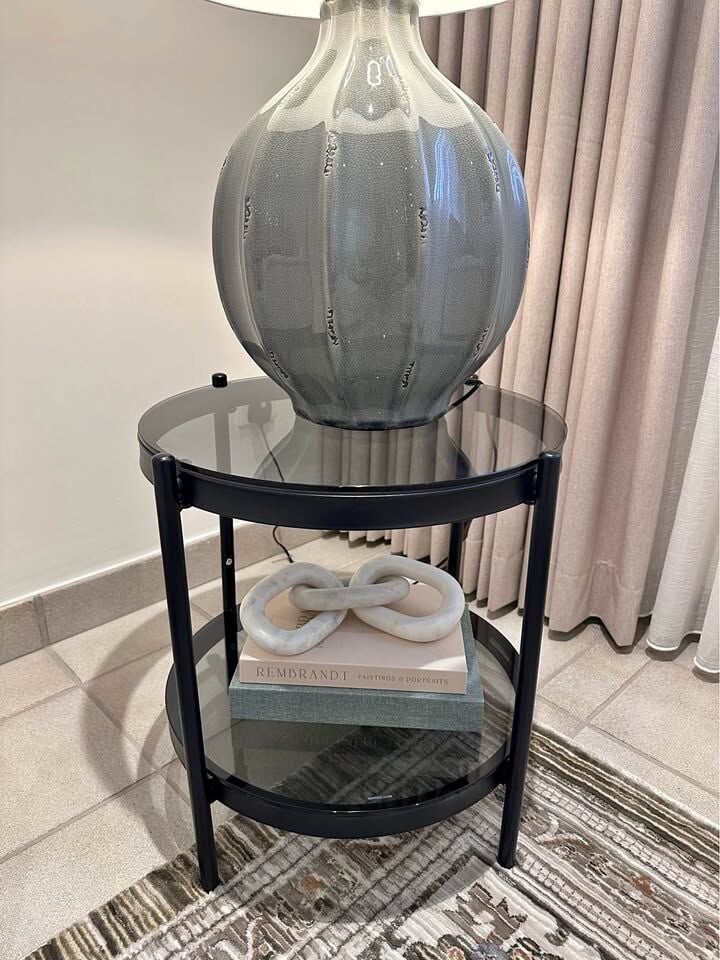 Al Yarmouk, Furniture, SAR 399,  2 Black Glass Side Tables / End Tables (Home Centre)