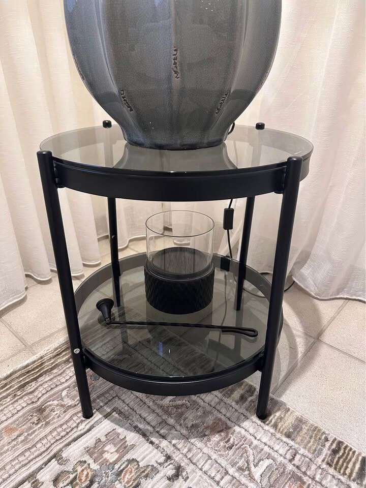 Al Yarmouk, Furniture, SAR 399,  2 Black Glass Side Tables / End Tables (Home Centre)