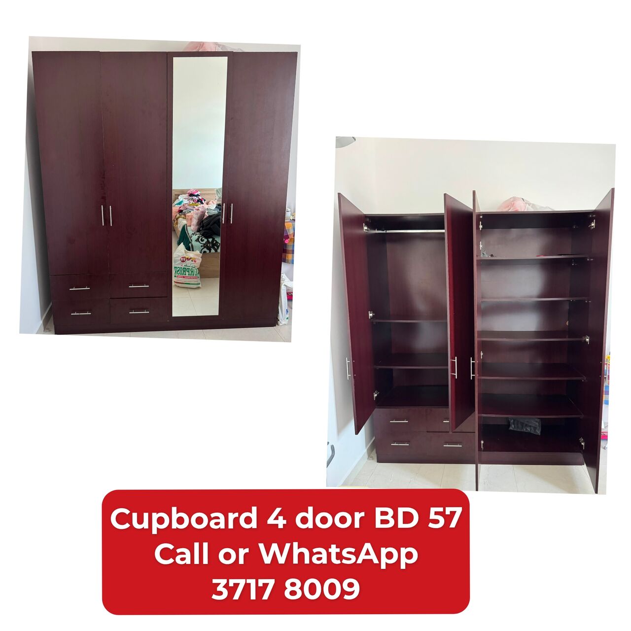 Manama, Furniture, BHD 57,  🌍🌎Cupboard 4 Door In Good Condition For Sale With Delivery